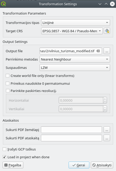 Transformavimo parametrai